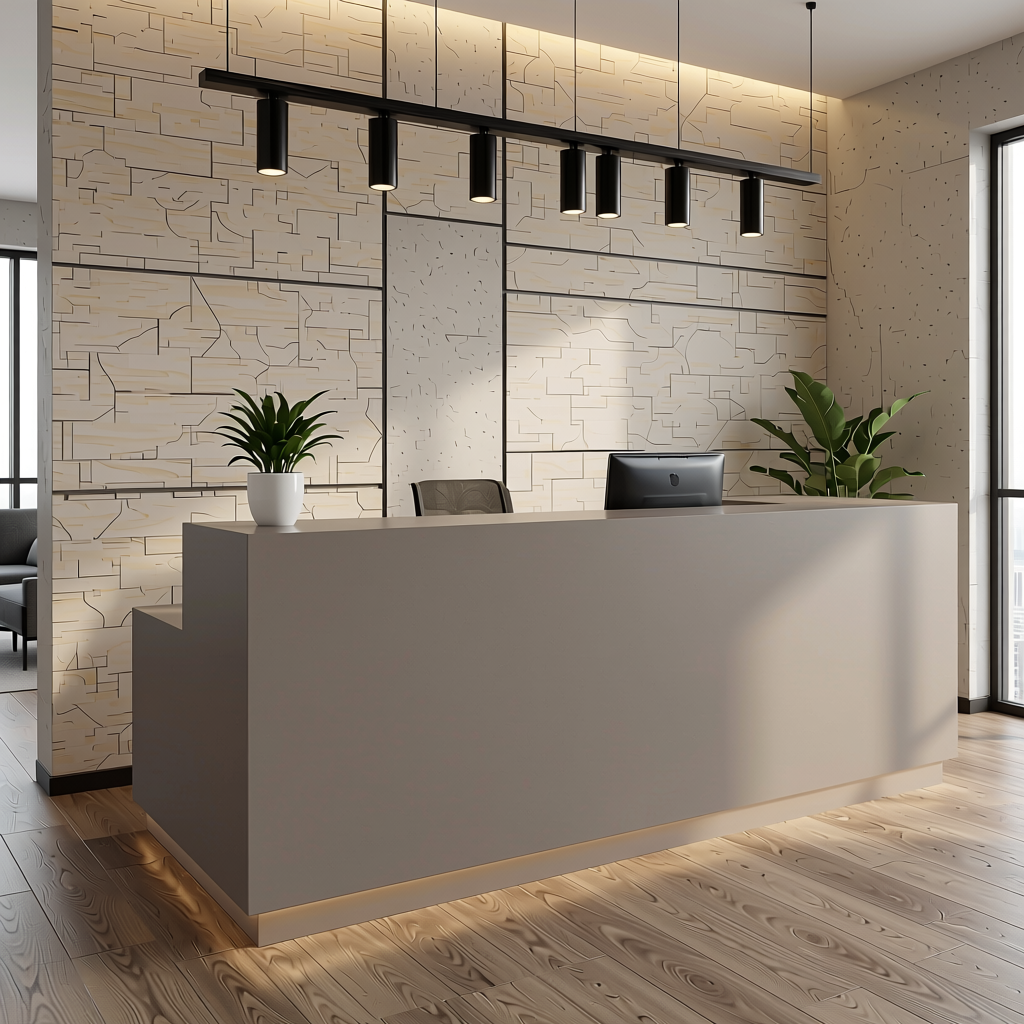 Plain Laminate 8x4 ft Matte 1 mm - LM 18396 — application view in a office reception