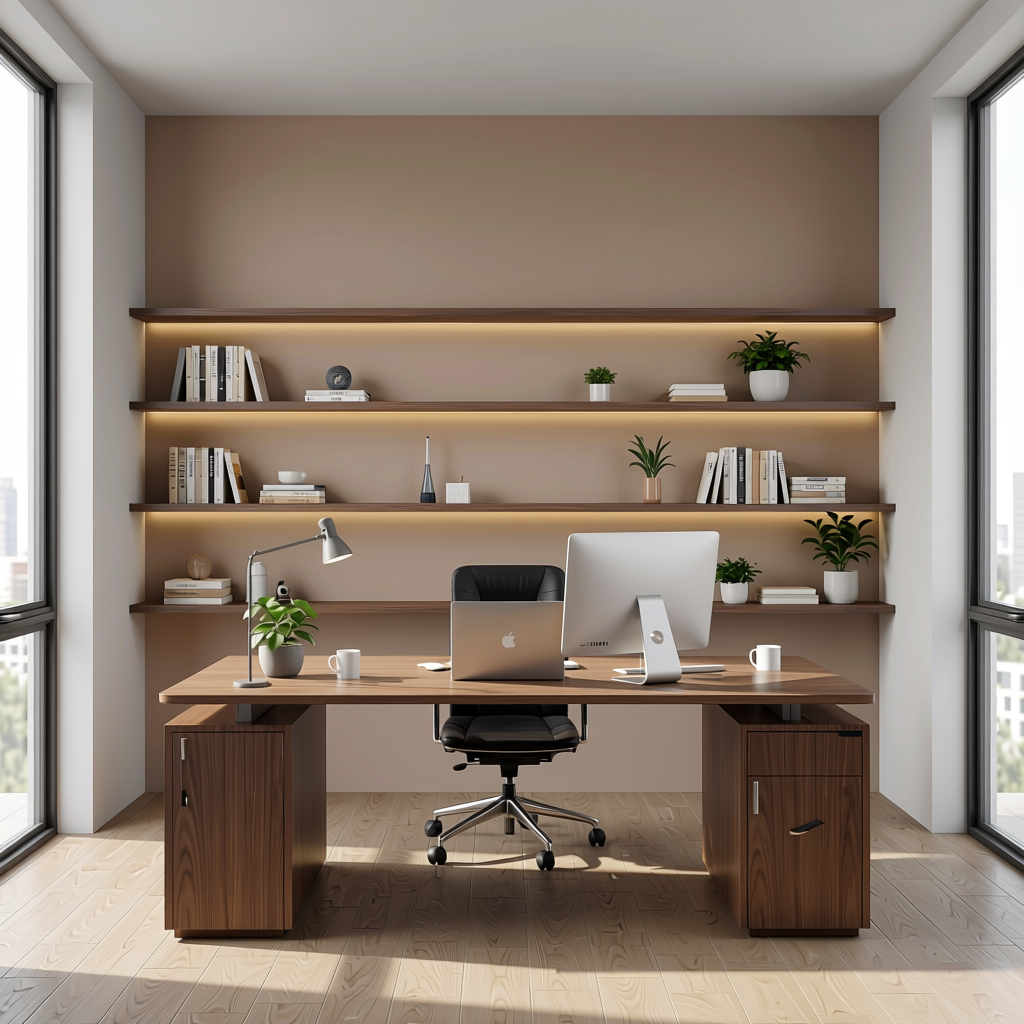 Plain Laminate 8x4 ft Matte 1 mm - LM 18403 — application view in a modern home office