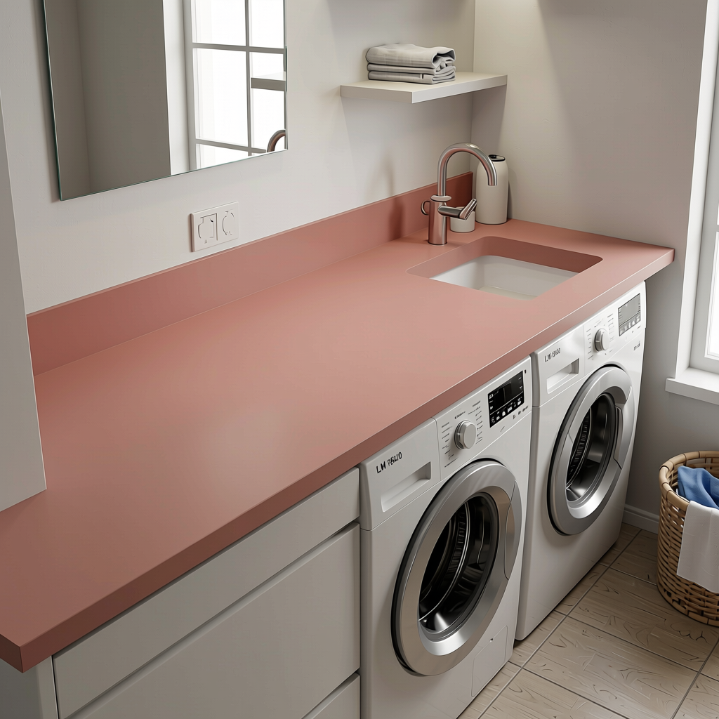 Plain Laminate 8x4 ft Matte 1 mm - LM 18410 — application view in a laundry room