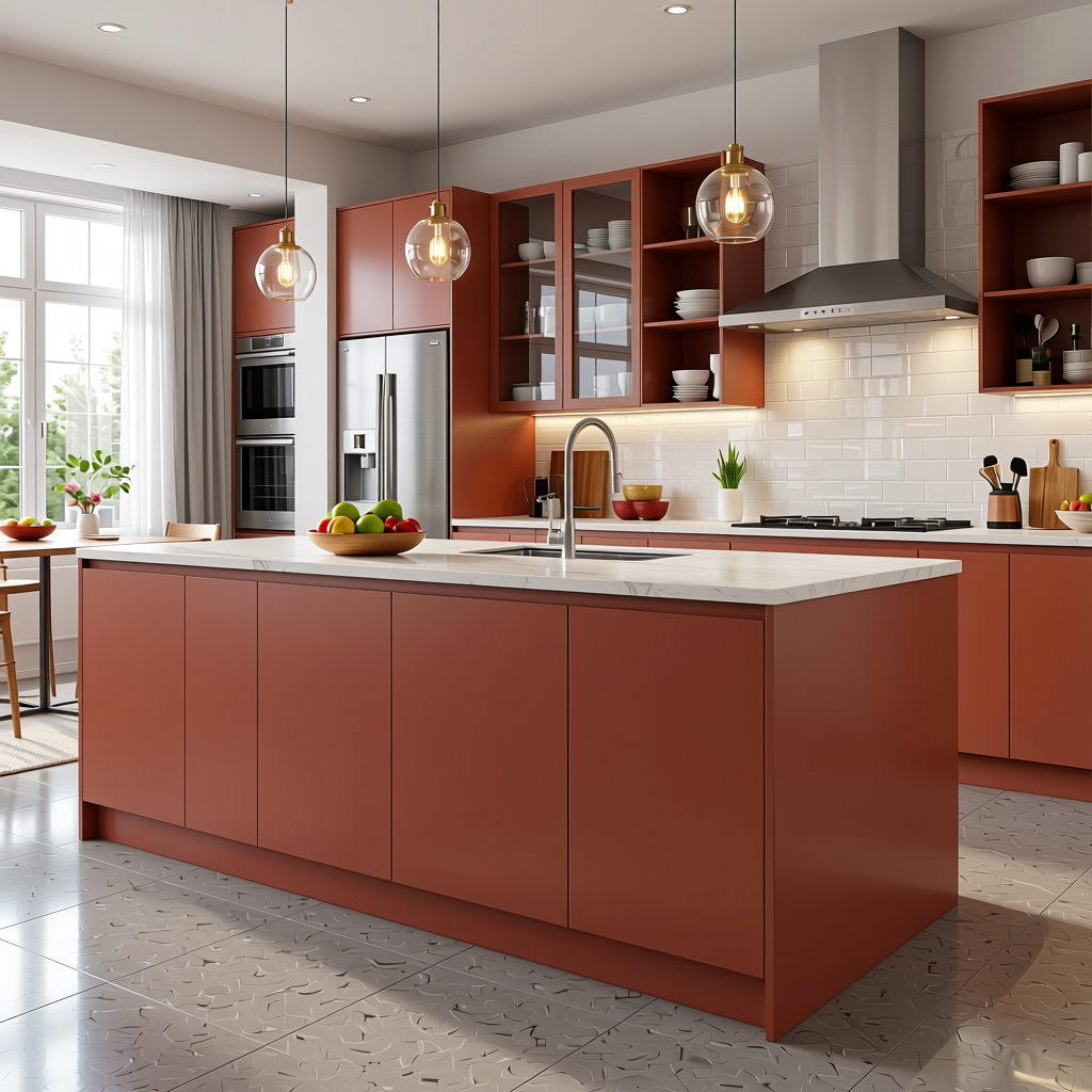 Plain Laminate 8x4 ft Matte 1 mm - LM 18411 — application view in a kitchen