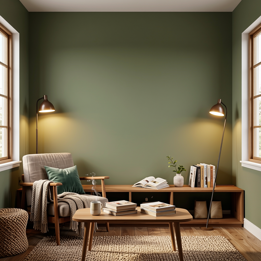 Plain Laminate 8x4 ft Matte 1 mm - LM 18420 — application view in a cozy reading nook