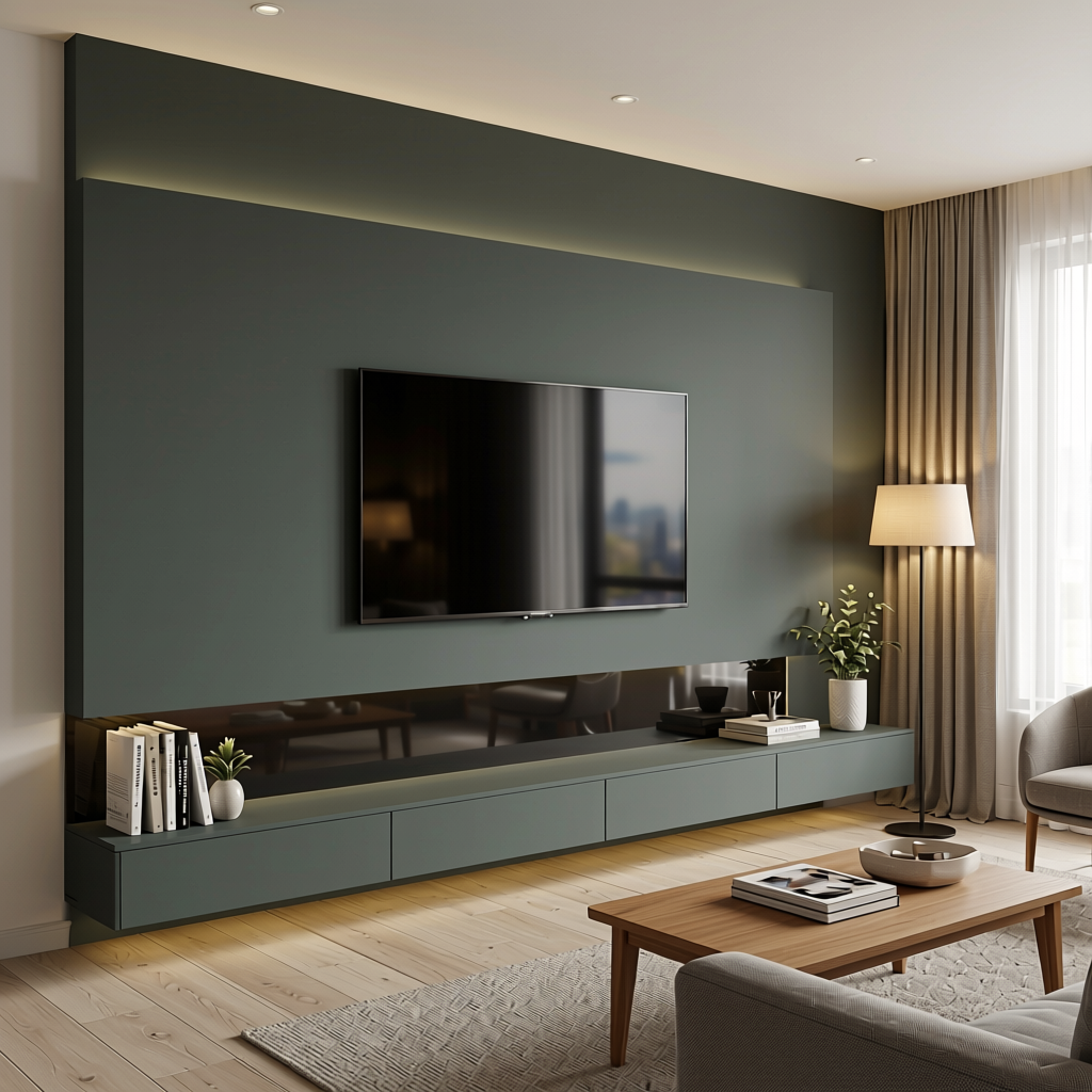 Plain Laminate 8x4 ft Matte 1 mm - LM 18421 — application view in a modern living room