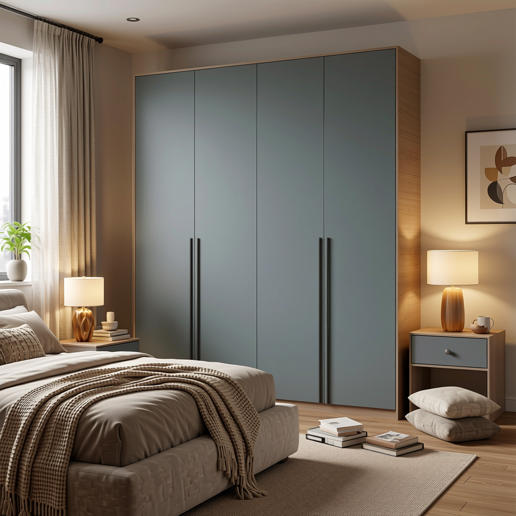 Plain Laminate 8x4 ft Matte 1 mm - LM 18424 — application view in a relaxing bedroom