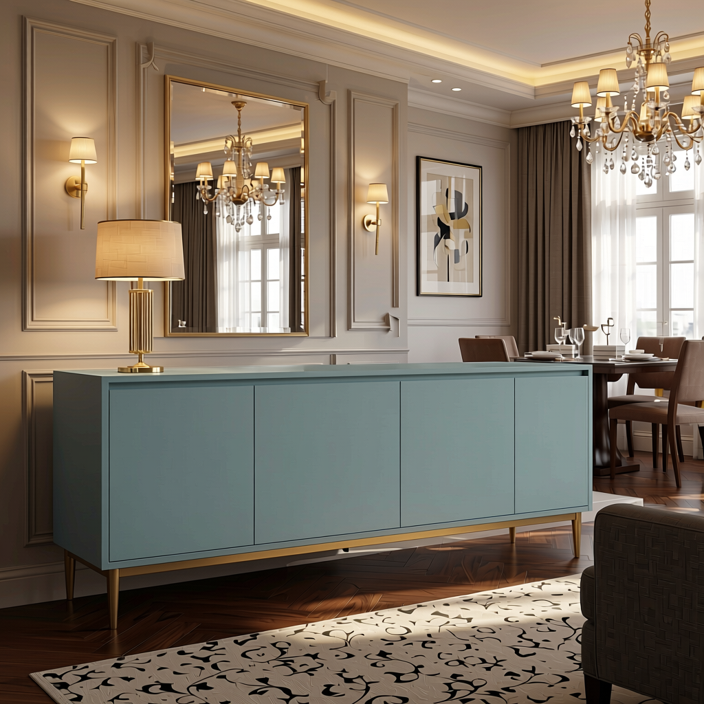 Plain Laminate 8x4 ft Matte 1 mm - LM 18430 — application view in a elegant dining room