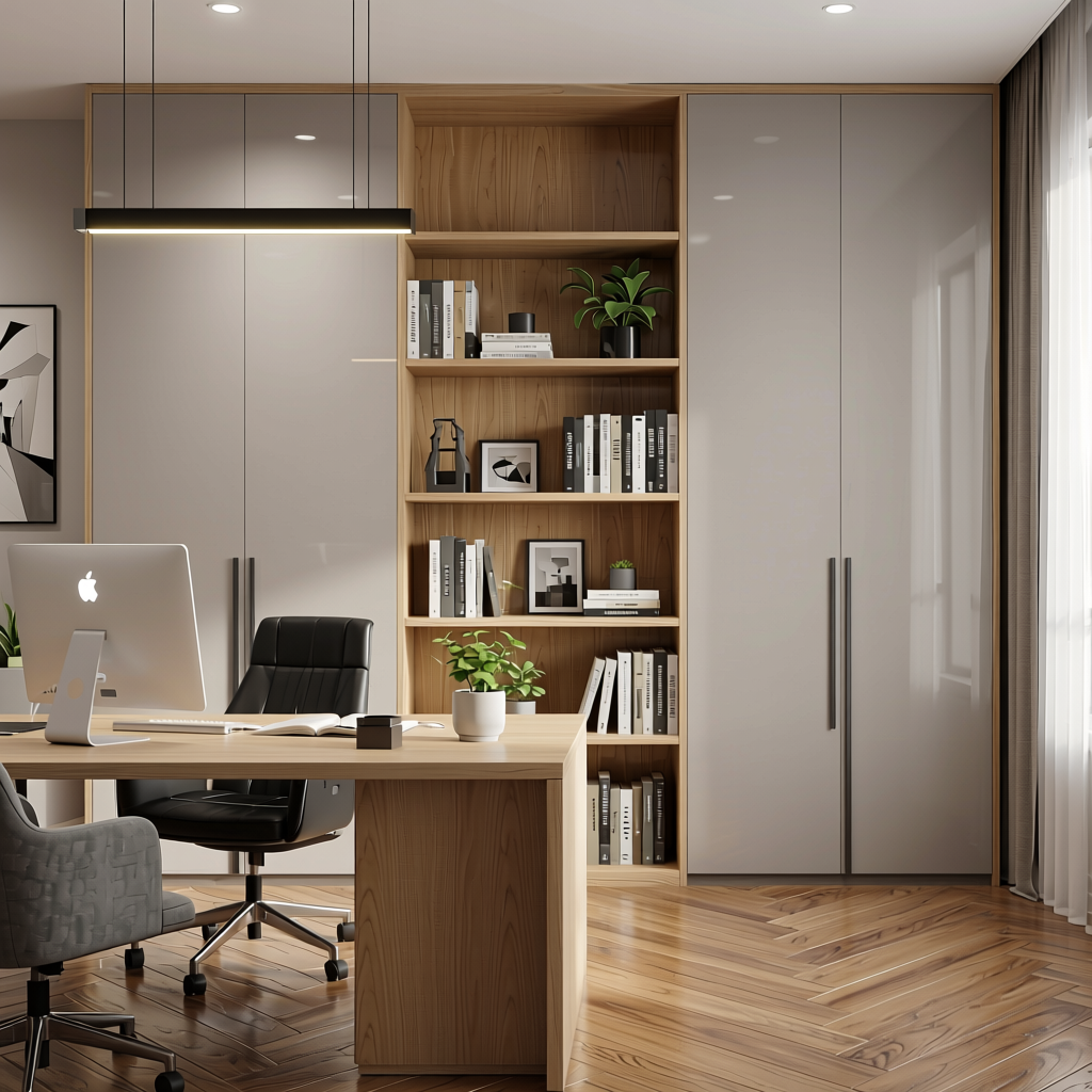 Plain Laminate 8x4 ft Glossy 1 mm - LM 18441 — application view in a modern home office