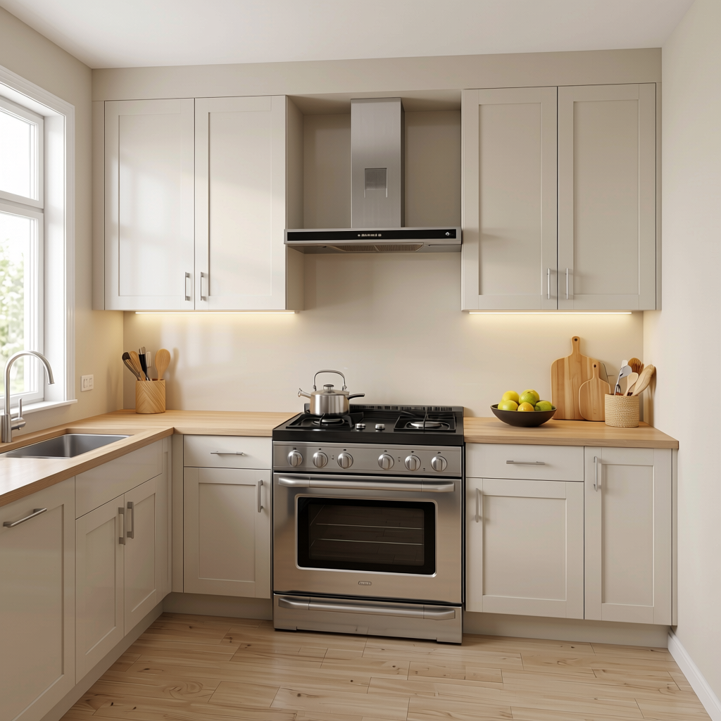 Plain Laminate 8x4 ft Glossy 1 mm - LM 18442 — application view in a bright kitchen