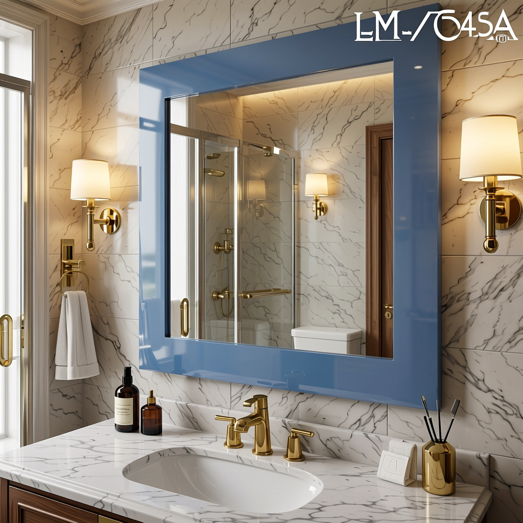 Plain Laminate 8x4 ft Glossy 1 mm - LM 18454 — application view in a glamorous bathroom