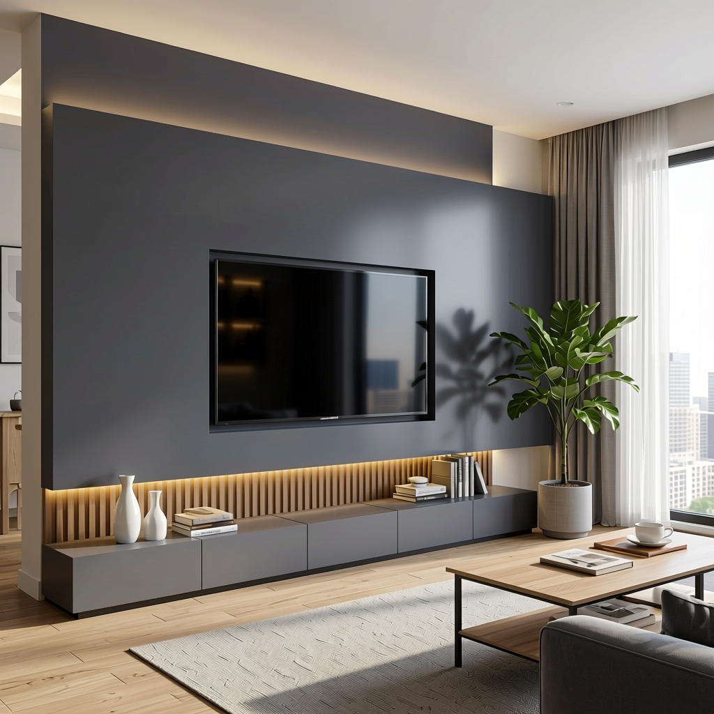 Plain Laminate 8x4 ft Glossy 1 mm - LM 18456 — application view in a modern living room