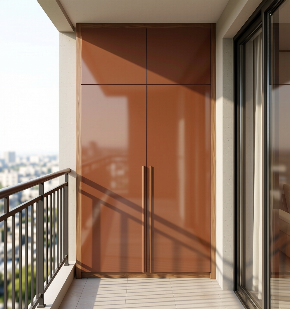 Plain Laminate 8x4 ft Glossy 1 mm - LM 18458 — application view in a balcony