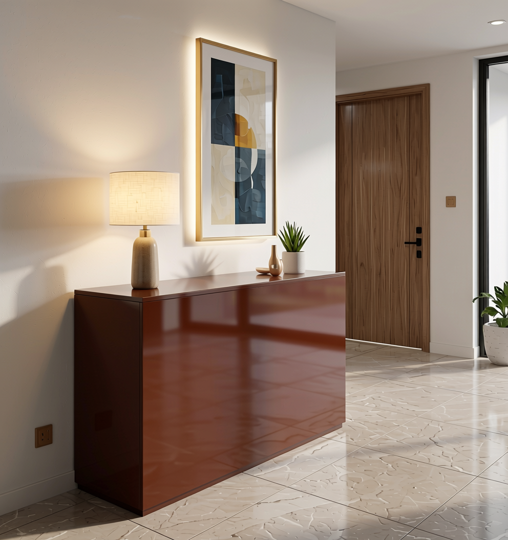 Plain Laminate 8x4 ft Glossy 1 mm - LM 18459 — application view in a modern entryway