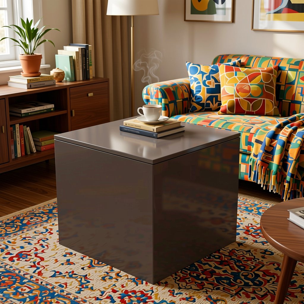 Plain Laminate 8x4 ft Glossy 1 mm - LM 18460 — application view in a retro living room