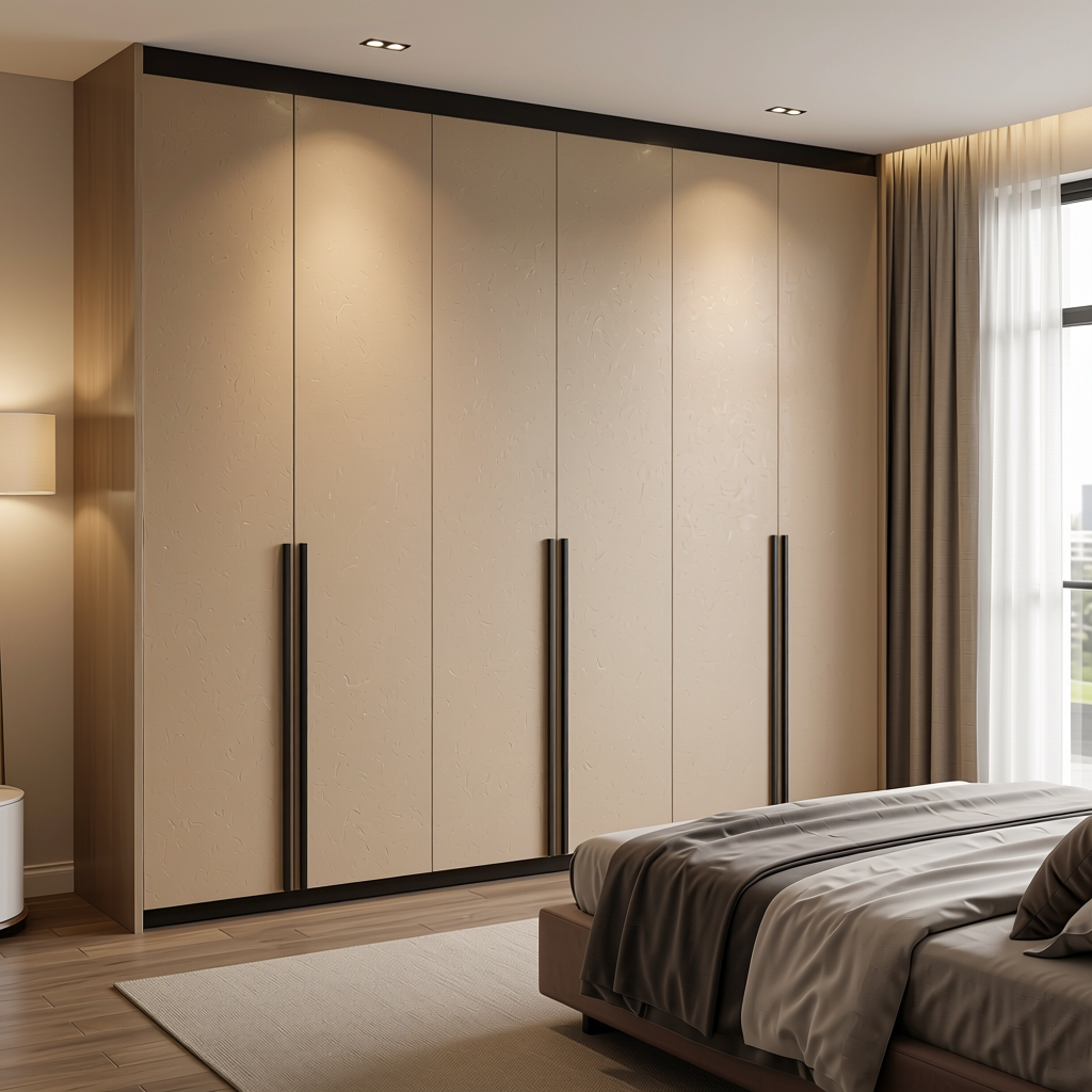Plain Laminate 8x4 ft Texture 1 mm - 107 8 — application view in a sleek bedroom