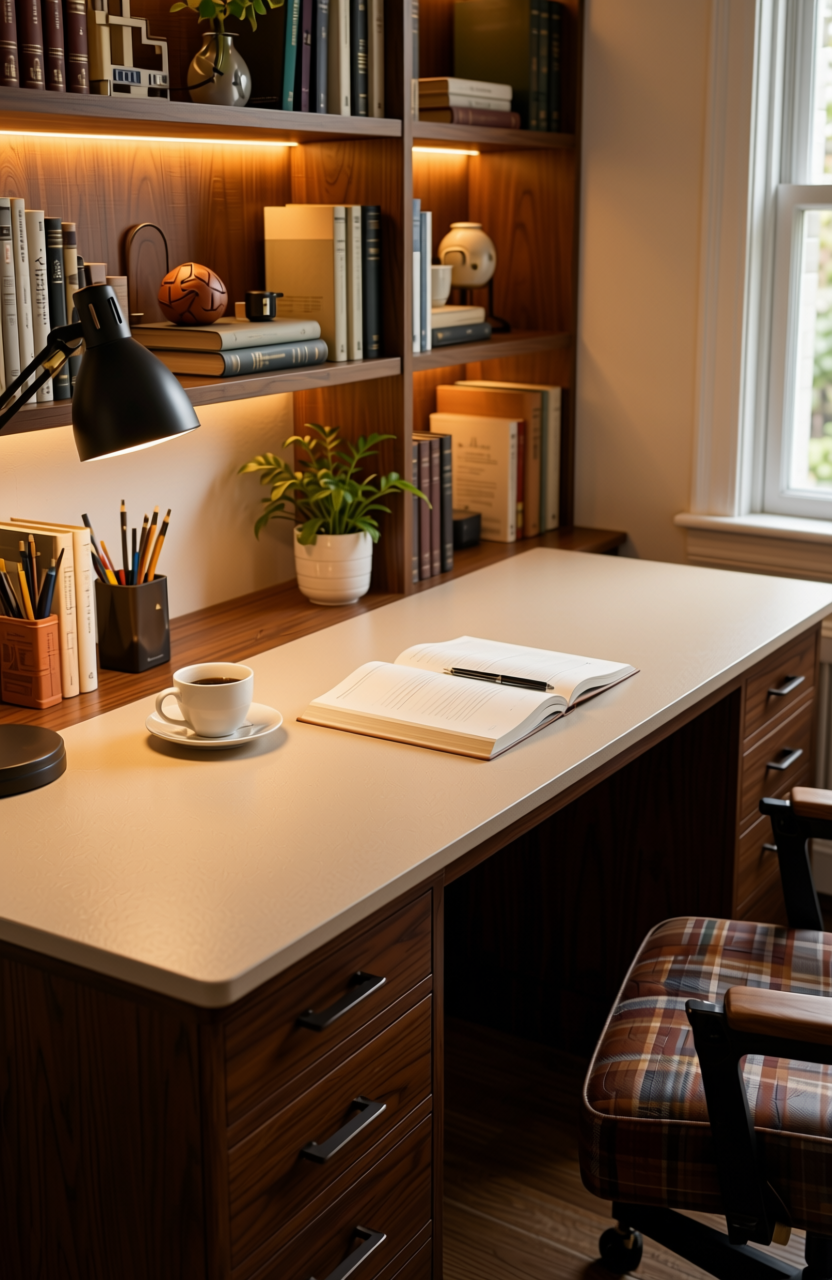 Beige Wood Laminate 8x4 ft Texture 0.8 mm - 8940 VR — application view in a cozy study