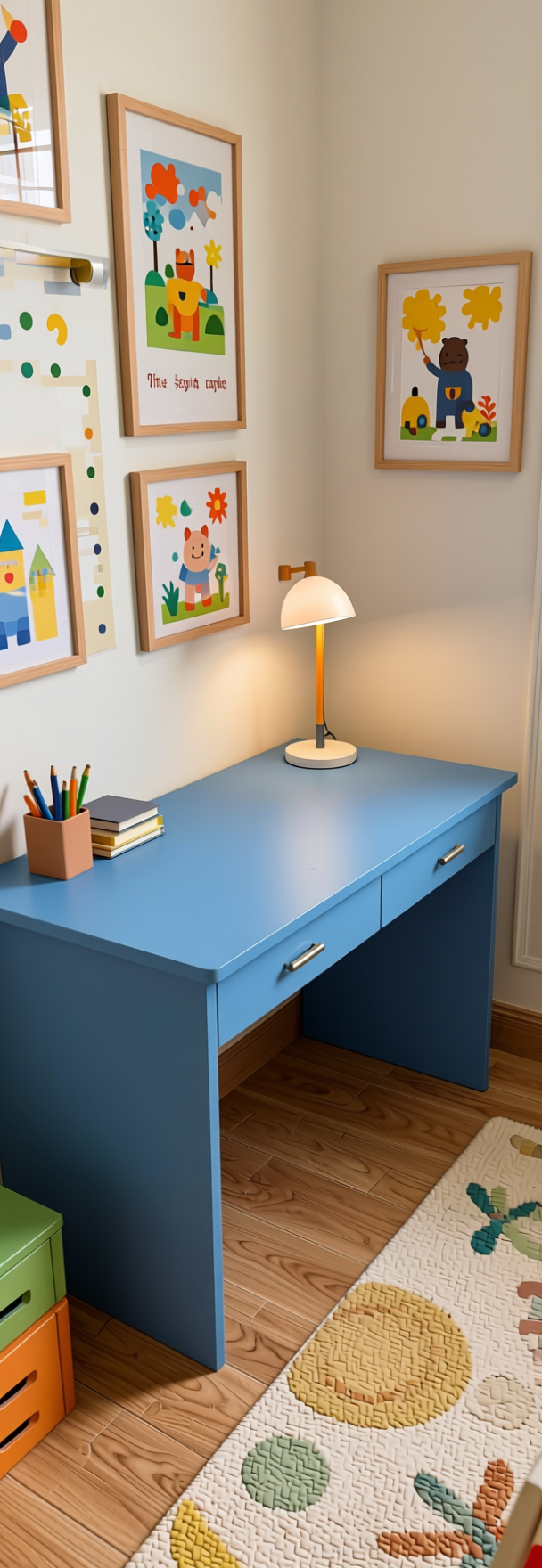 Cadent Blue Fluted Laminate 8x4 ft Matte 1 mm - 3817 FLT — application view in a kids' room