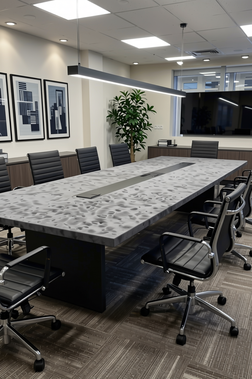 Elegant Grey Plain Laminate 8x4 ft Suede 1 mm - 3507 SF — application view in a office