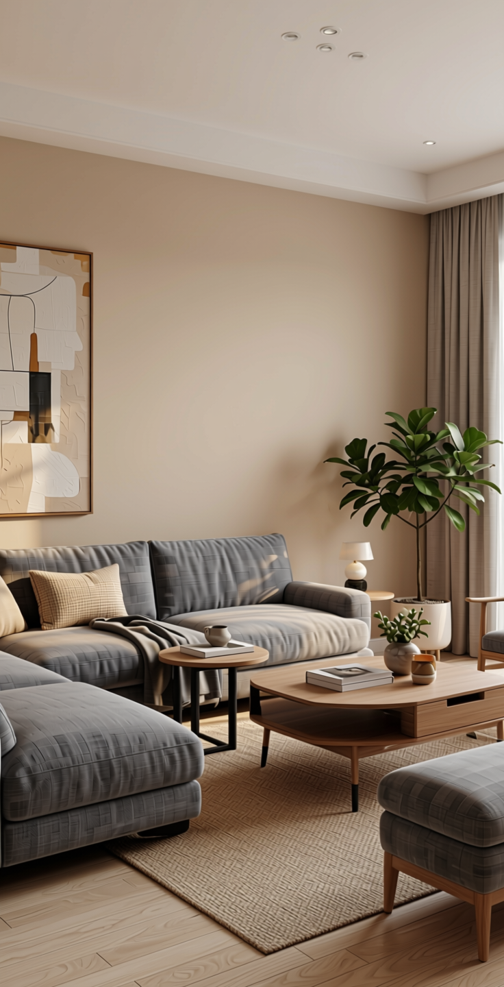 Feather Touch Plain Laminate 8x4 Matte 1 mm - 22091 FT — application view in a chic living room