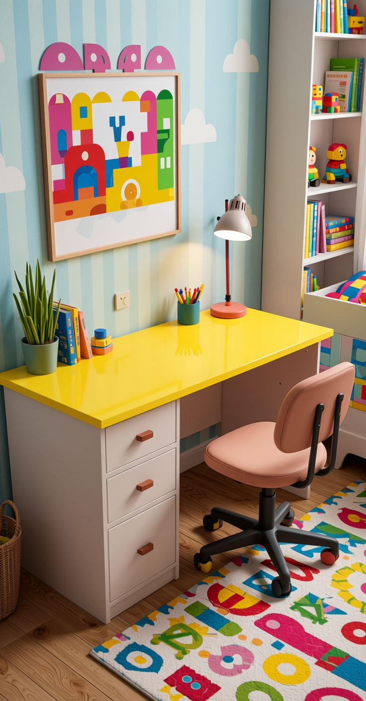 Fresh Laminate 8x4 ft Glossy 1 mm - Yellow Plain — application view in a playful kids room
