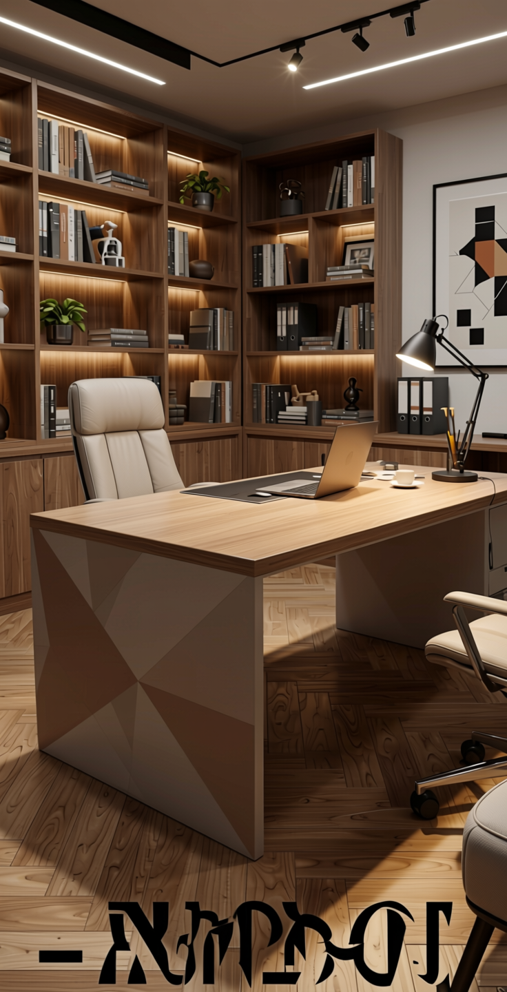 Geometric & Abstracts Designer Laminate 8x4 ft Texture 0.8 mm - 111 TR — application view in a creative study room
