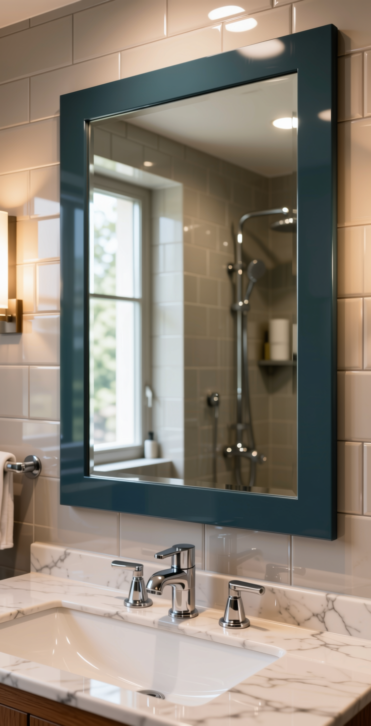 Homogeneous Solid Colours Plain Laminate 8x4 ft High Gloss 1 mm - 21069 UNI — application view in a bathroom