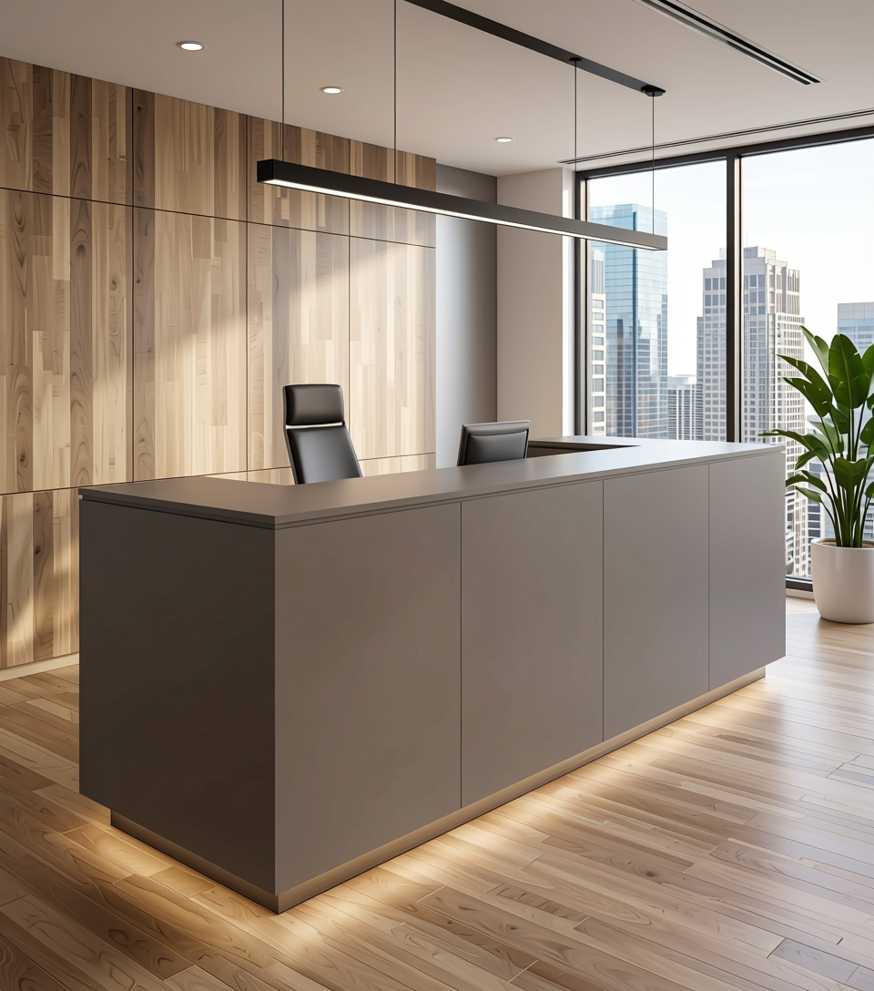 Plain Laminate 8x4 ft Matte 1.5 mm - KR 409 — application view in a office reception