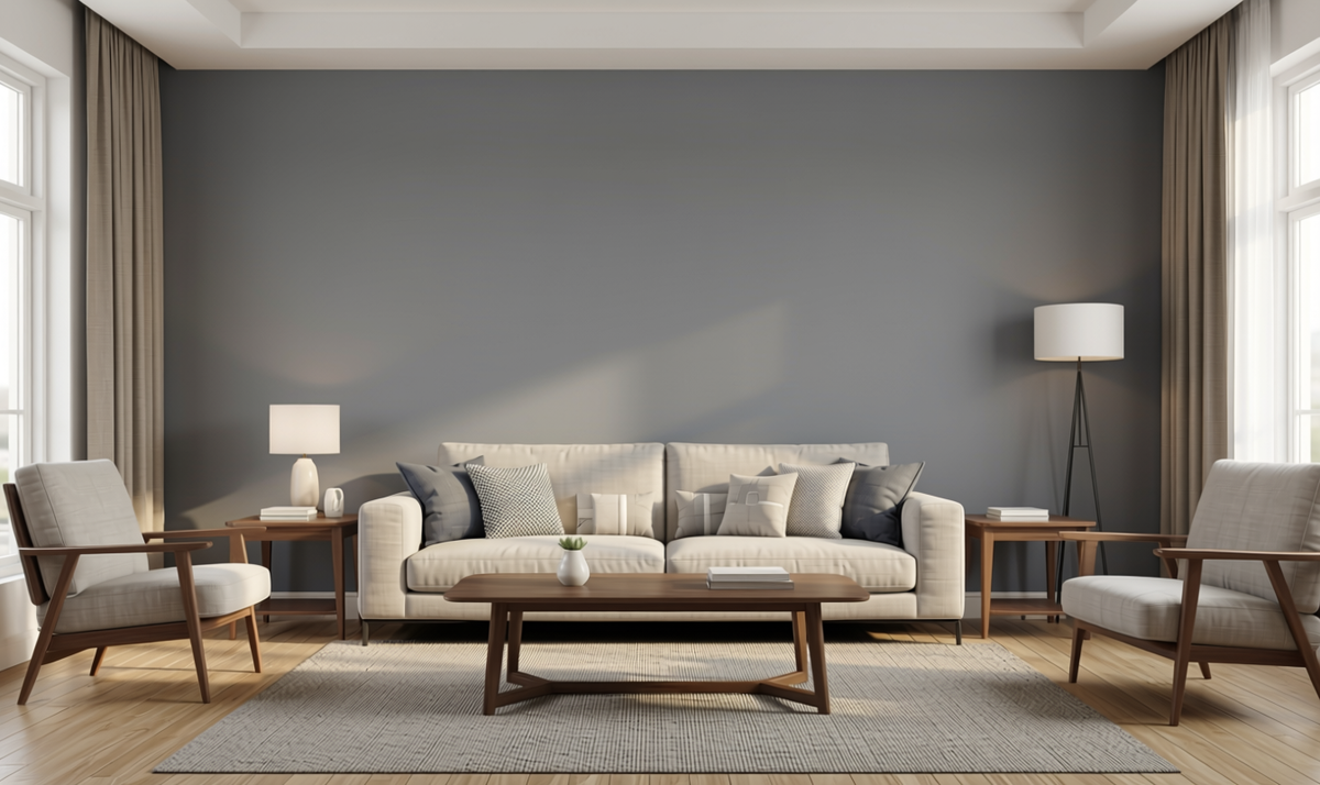 Matte Finish Decorative Plain Laminate 8x4 ft Texture 1 mm - LM 18561 — application view in a living room
