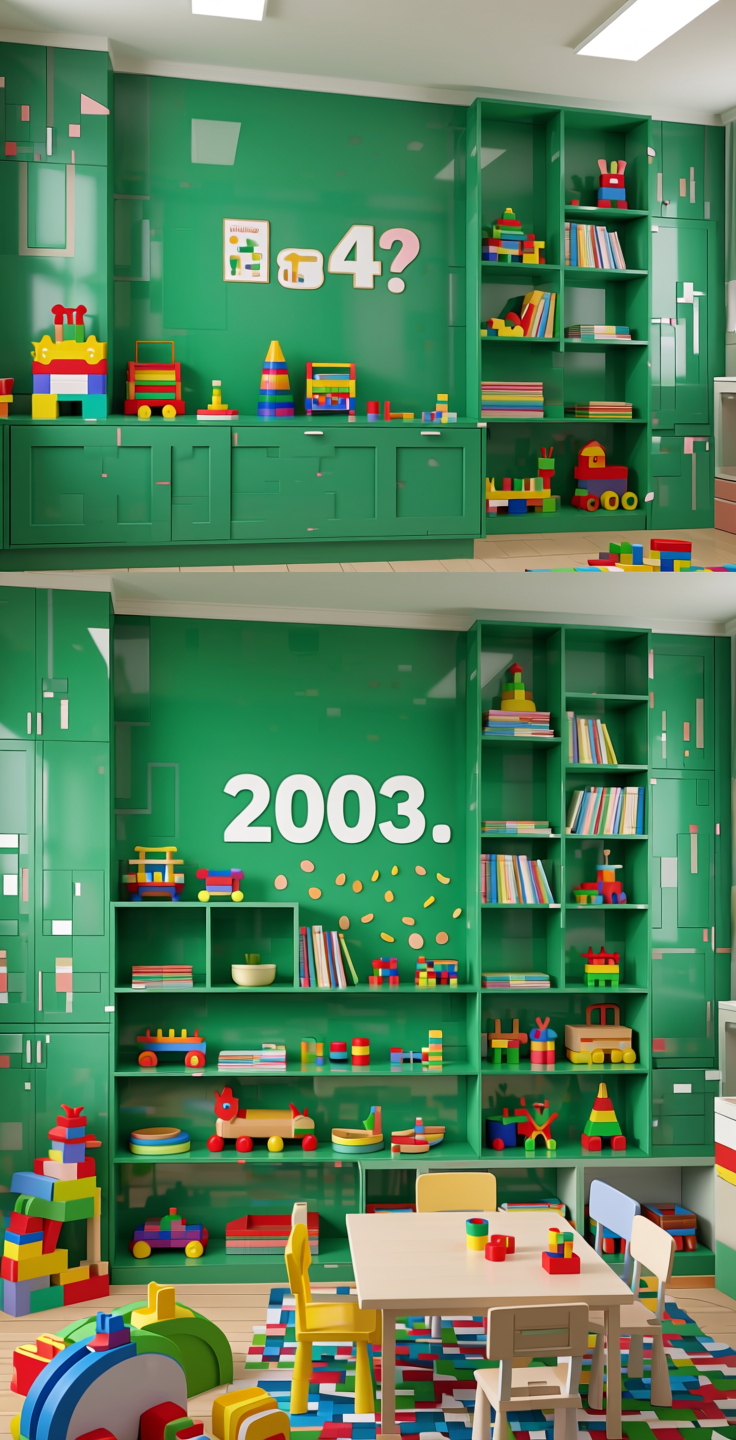 Peacock Laminate 8x4 ft Glossy 1 mm - Green Plain — application view in a kids' playroom