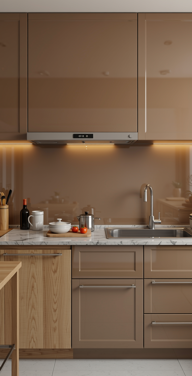 Solids Plain Laminate 8x4 ft High Gloss 0.8 mm - 165 MG — application view in a kitchen