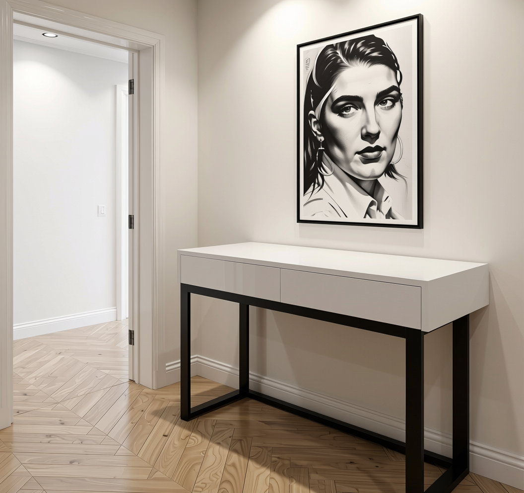 Solid Color Frosty White Plain Laminate 8x4 ft High Gloss 0.8 mm - 1112 HG — application view in a bright entryway