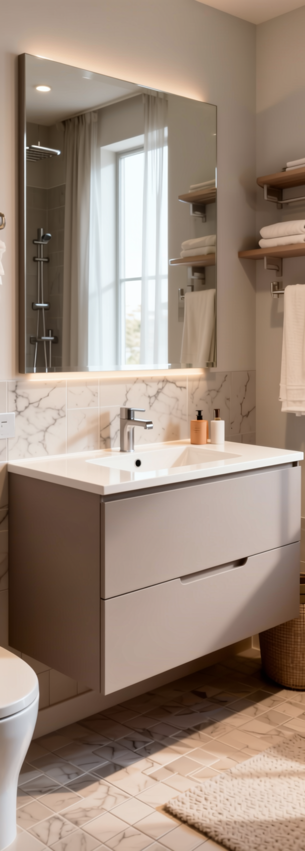 Solid Colors Plain Laminate 8x4 ft Matte 1 mm - LM 12344 — application view in a minimalist bathroom