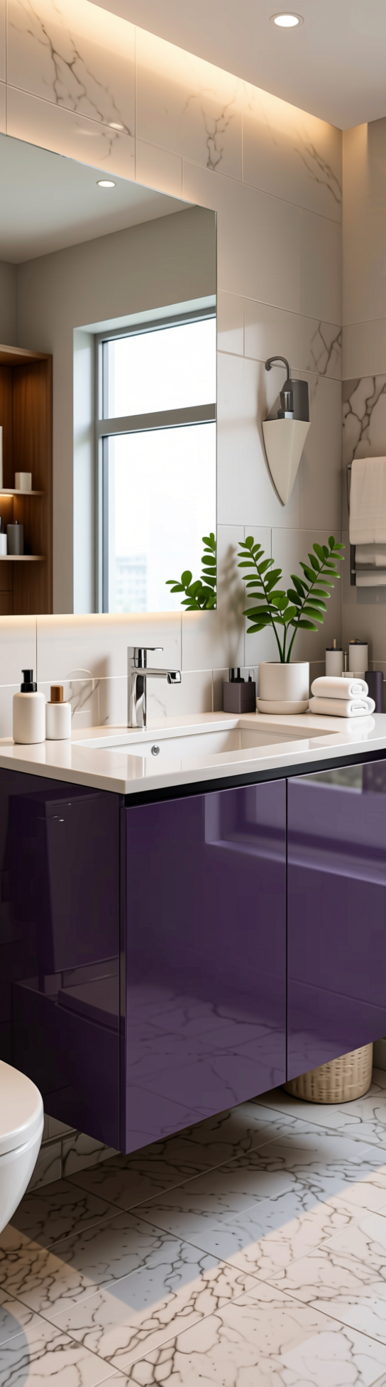 Solid Colour Plain Laminate 8x4 ft High Gloss 1.5 mm - GA 4035 — application view in a modern bathroom