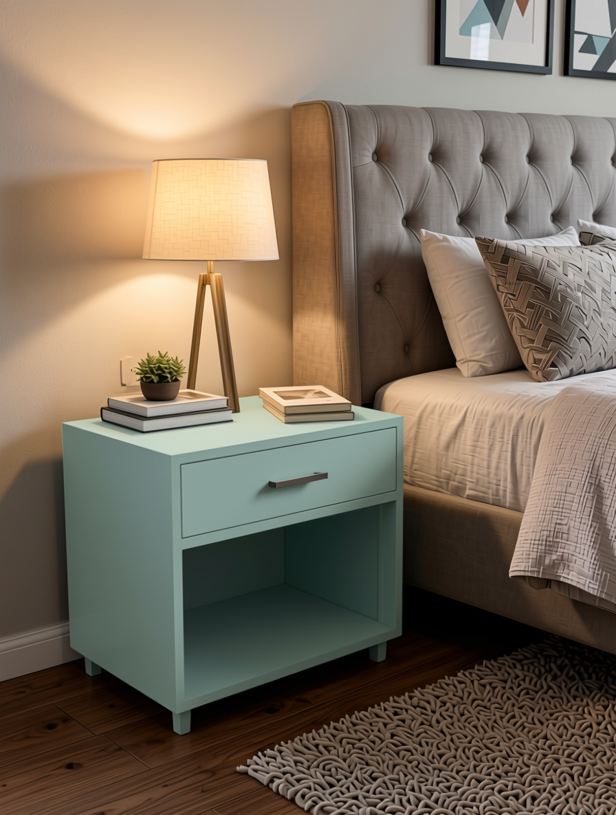 Solid Colour Plain Laminate 8x4 ft Matte 1.5 mm - GA 4314 — application view in a guest bedroom