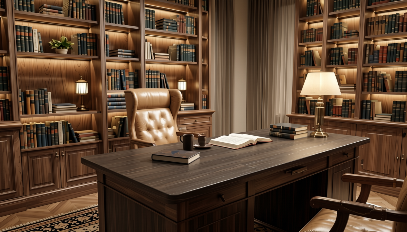 Finish Decorative Plain Laminate 8x4 ft Texture 1 mm - LM 04304 — application view in a elegant study