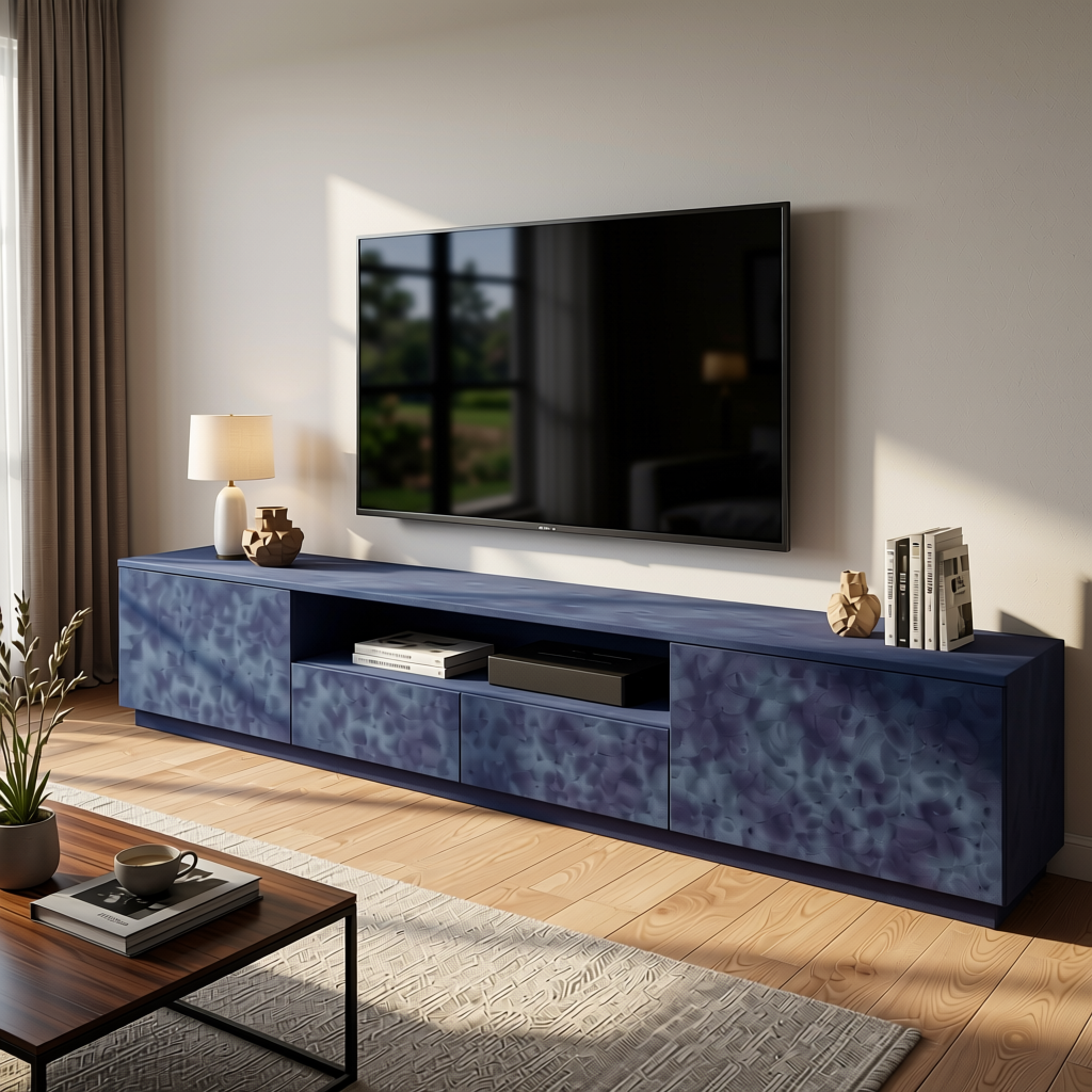 Plain Laminate 8x4 ft Suede 1 mm - 21342 Twilight — application view in a living room