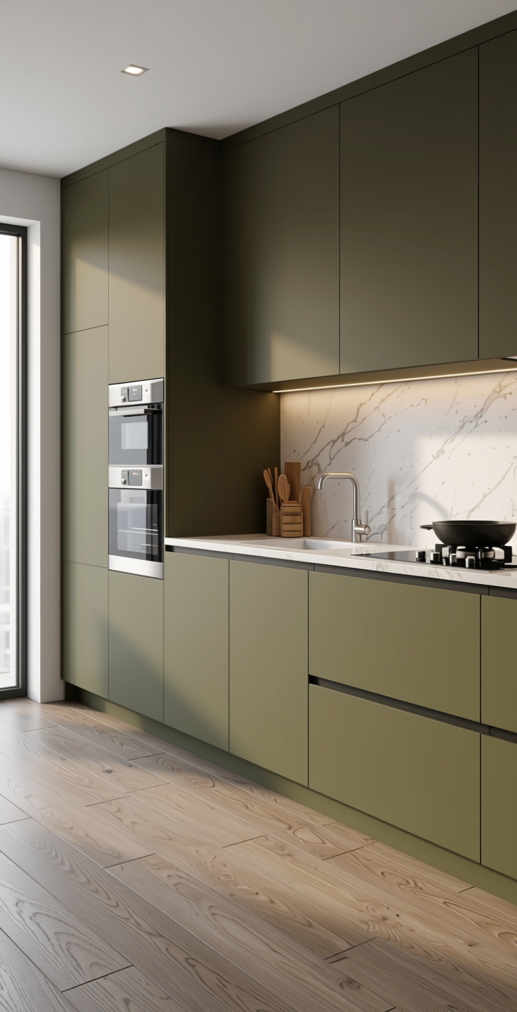 Vogue Plain Laminate 8x4 Matte 1 mm - 21023 FT — application view in a contemporary kitchen