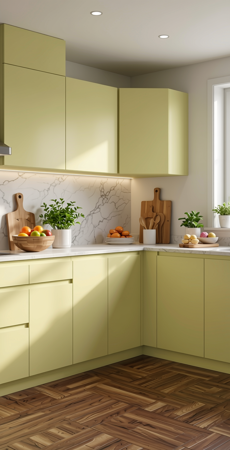 Vogue Plain Laminate 8x4 Matte 1 mm - 21187 FT — application view in a contemporary kitchen
