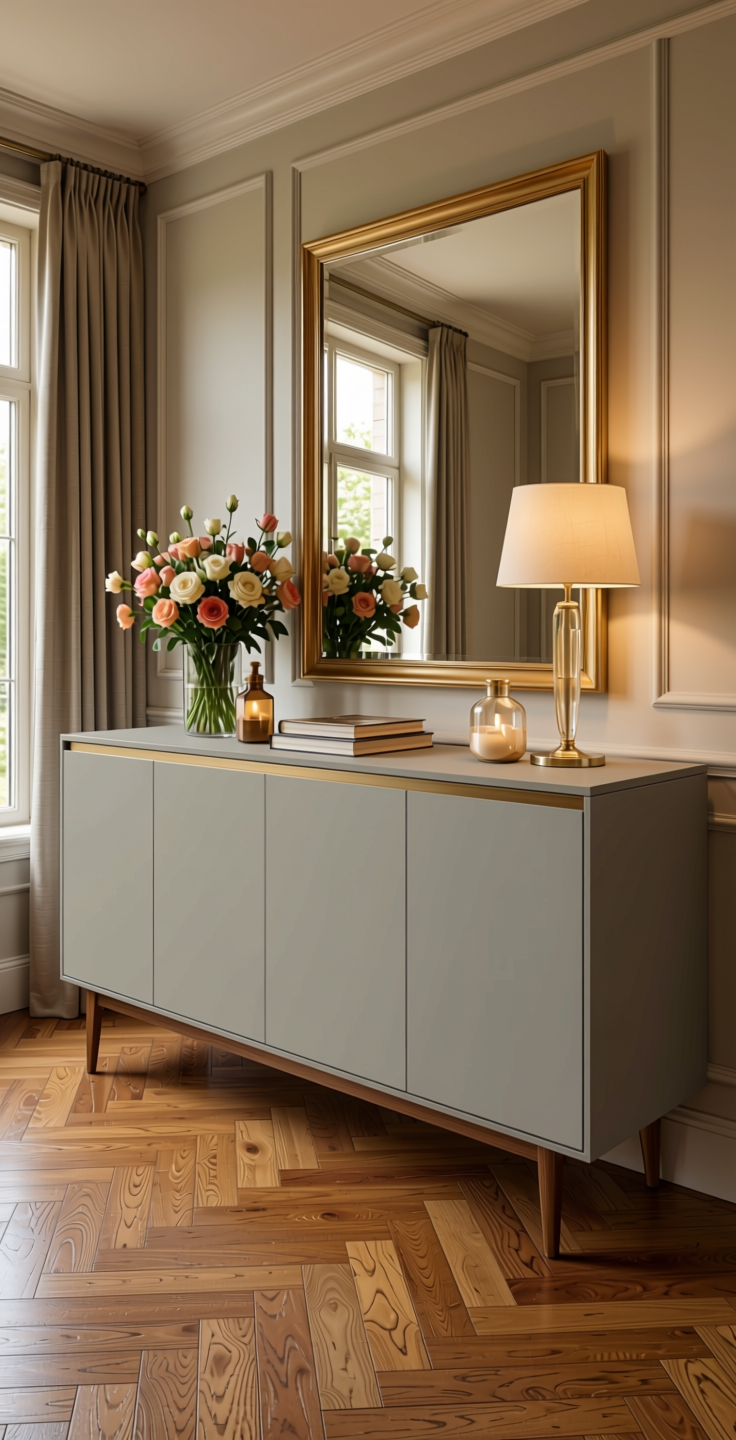 Vogue Plain Laminate 8x4 Matte 1 mm - 21027 FT — application view in a elegant dining room