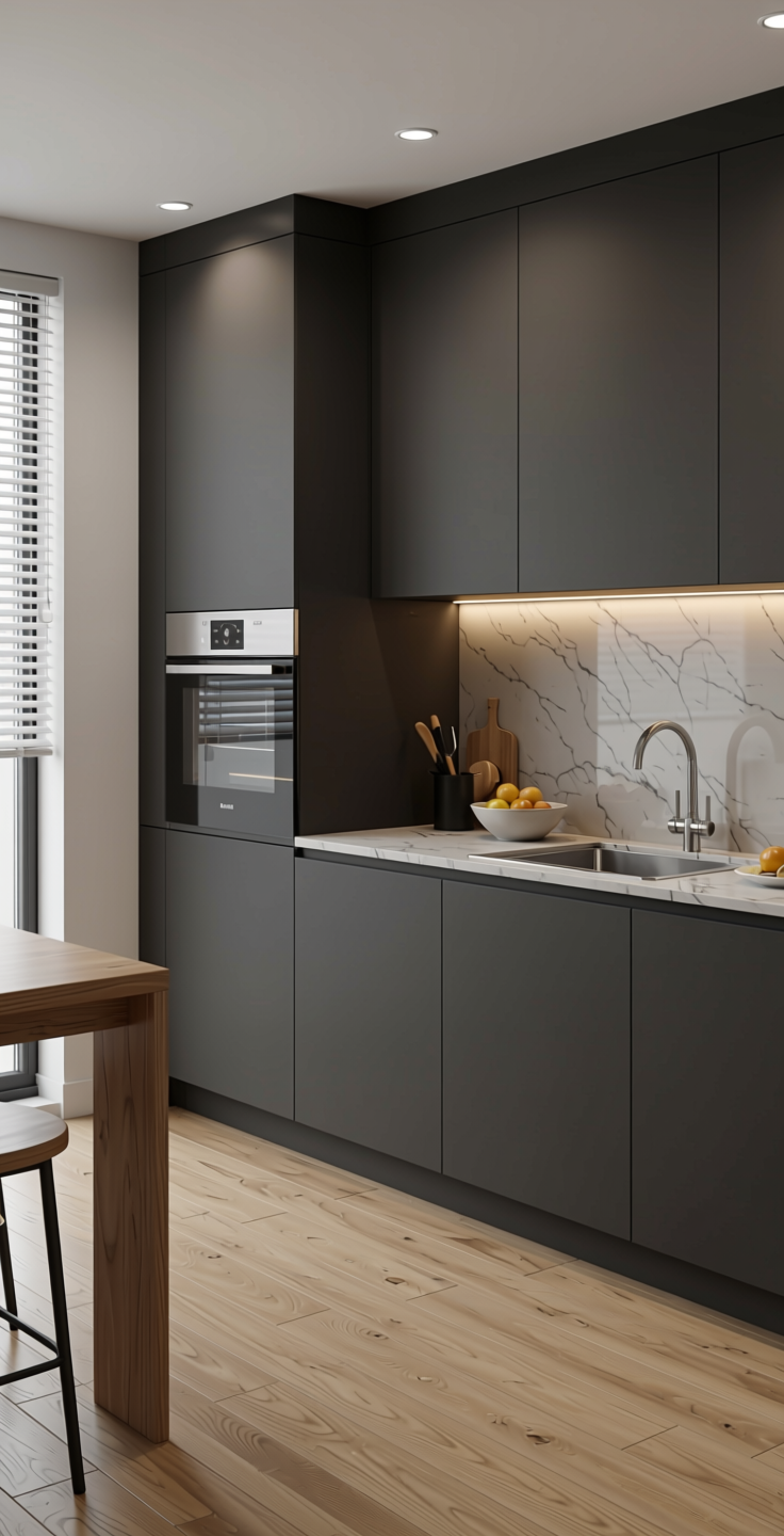 Vogue Plain Laminate 8x4 Matte 1 mm - 22127 FT — application view in a modern kitchen