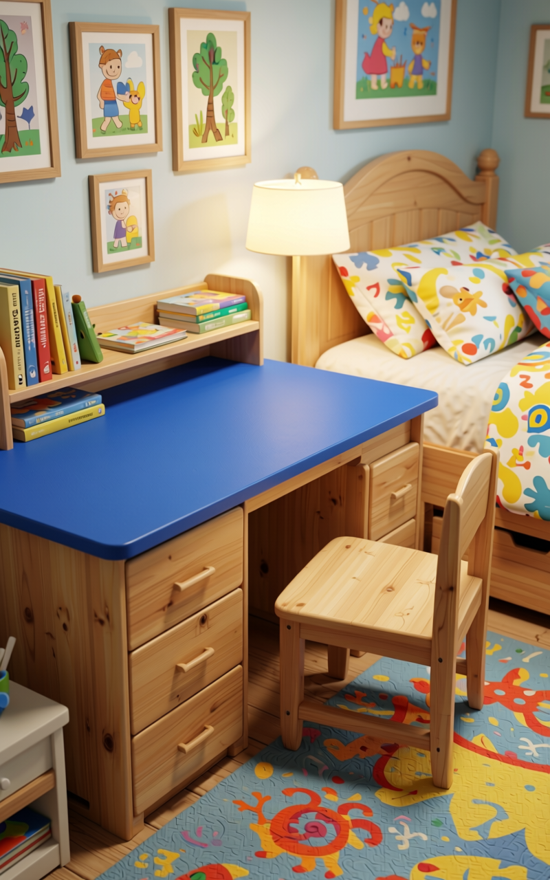 Bond BLUE Texture Laminate 4.25x10 ft - STY-SOL-1708 — application view in a kids bedroom