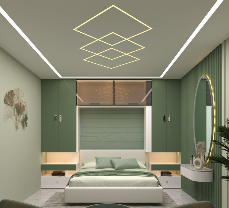 Bedroom: Solid Colour wall panel in Texture