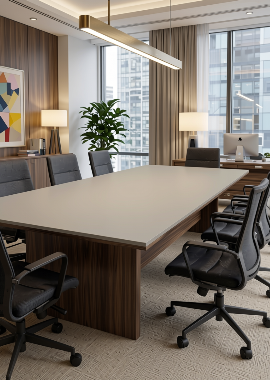 Canyon Dune Grey Texture Laminate - STY-SOL-1715 — application view in a office