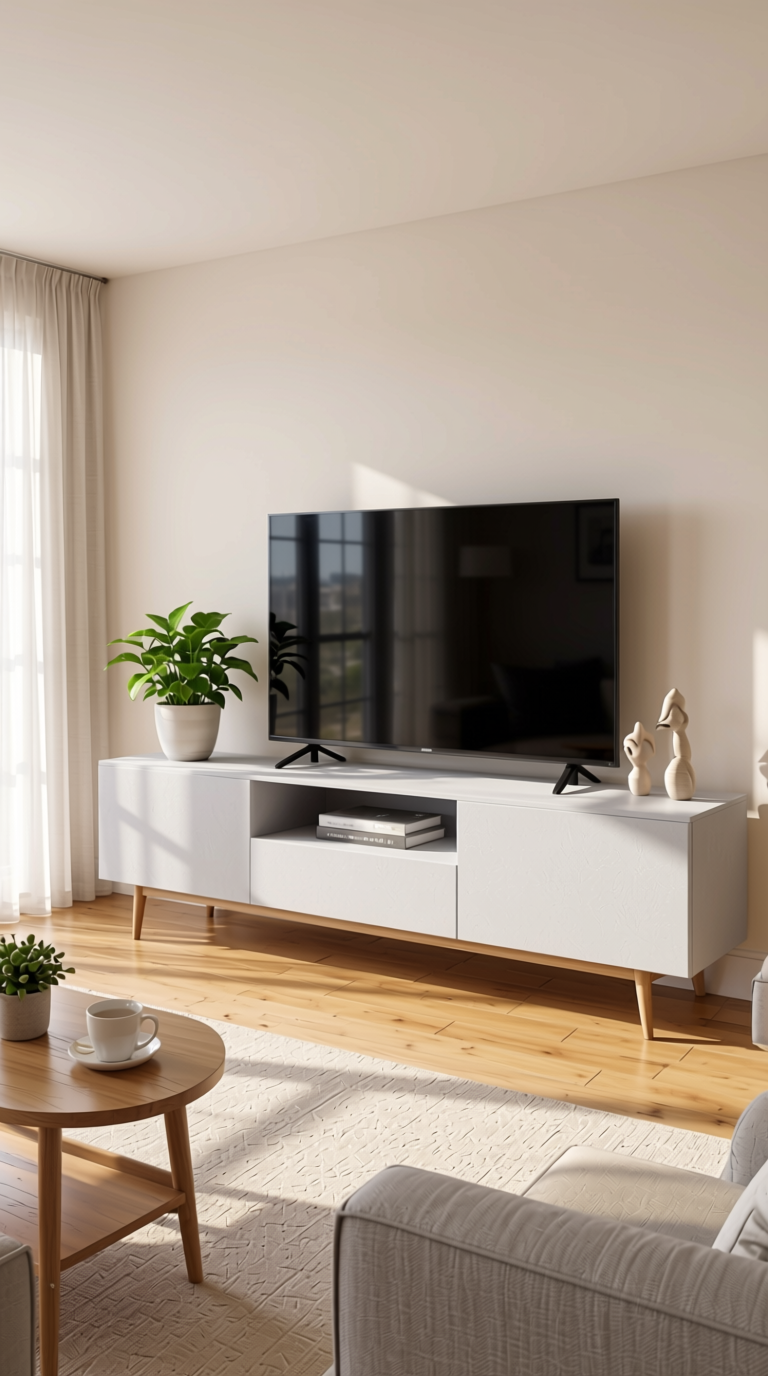 Designer White Wood Wall Panel 8x4 ft Suede 1.0 mm - 109 SU — application view in a bright living room