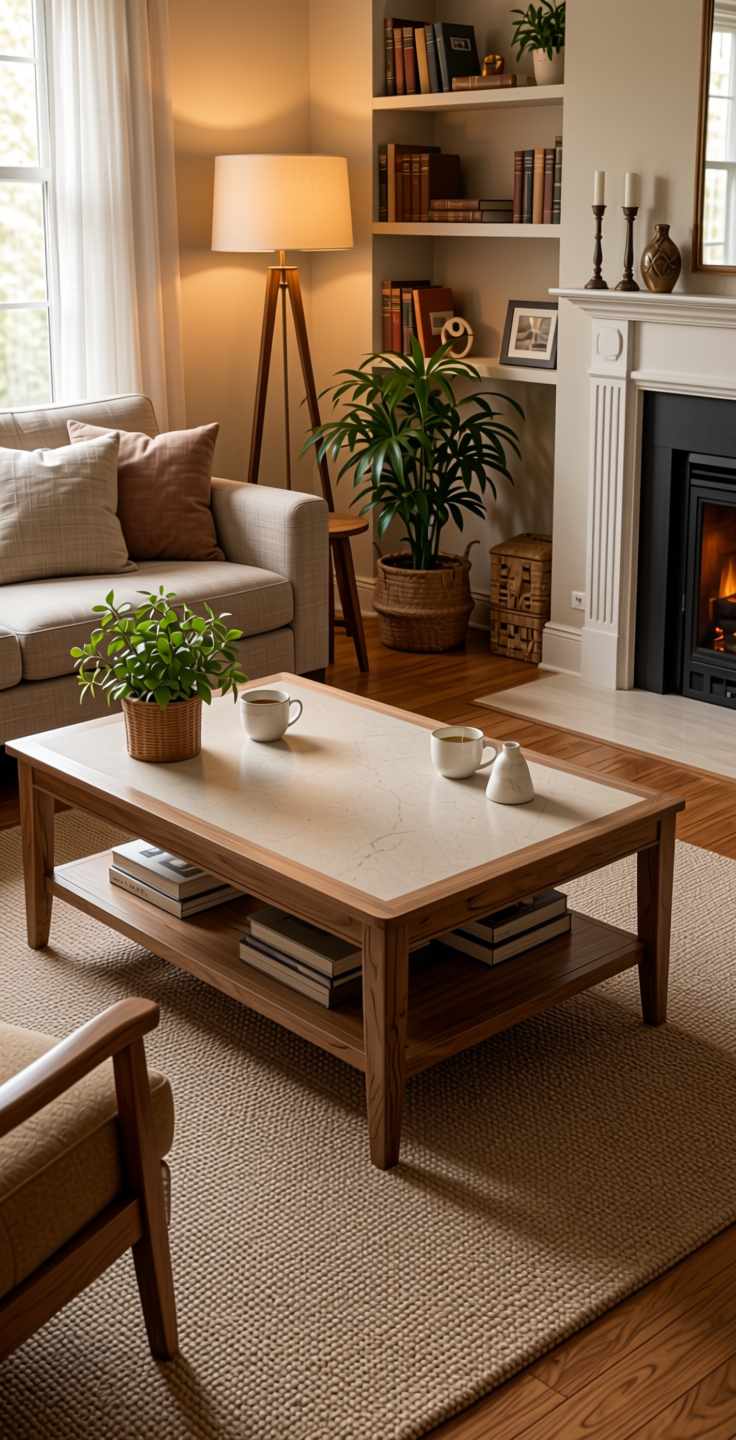 Light Beige Solid Colors Laminate 8x4 ft Suede 1.0 mm - 161 SU — application view in a cozy living room