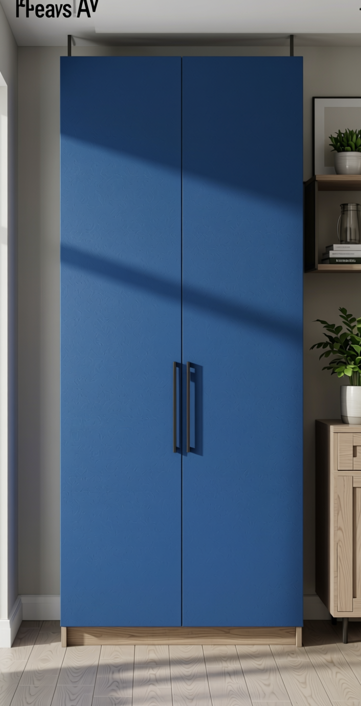 Swiss Blue Solid Colors Laminate 8x4 ft Suede 1.0 mm - 257 SU — application view in a calm study