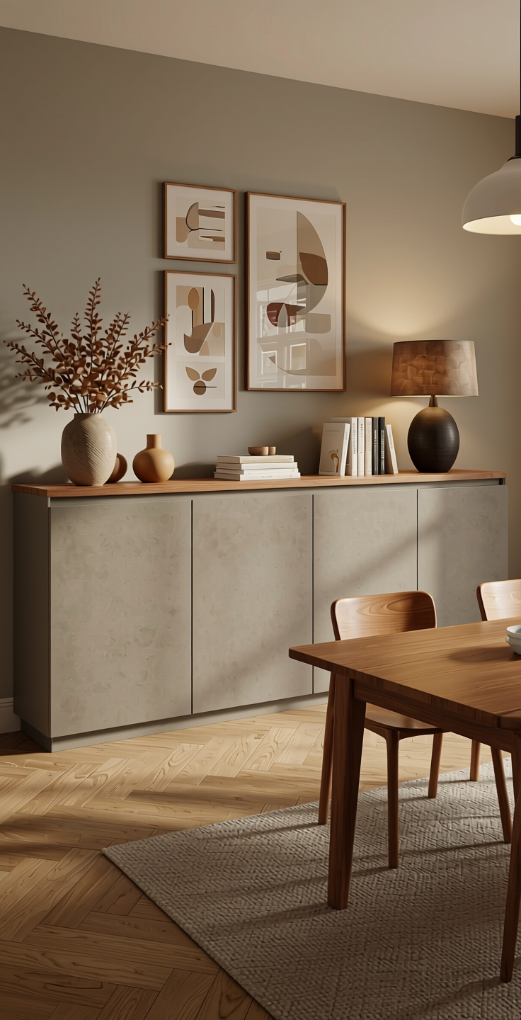 Twilight Beige Solid Colors Laminate 8x4 ft Suede 1.0 mm - 164 SU — application view in a dining room