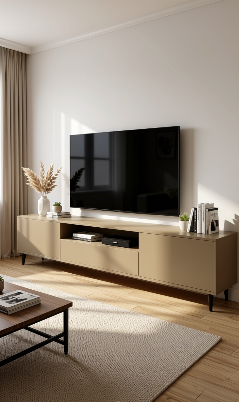 Brazilian Sand Plain Laminate 8x4 ft Texture 1 mm - 168 LU — application view in a living room
