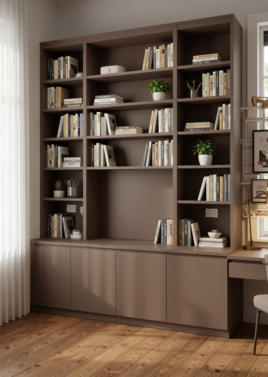 Mudpie Plain Laminate 8x4 ft Texture 1.25 mm - 3171 LU — application view in a study room