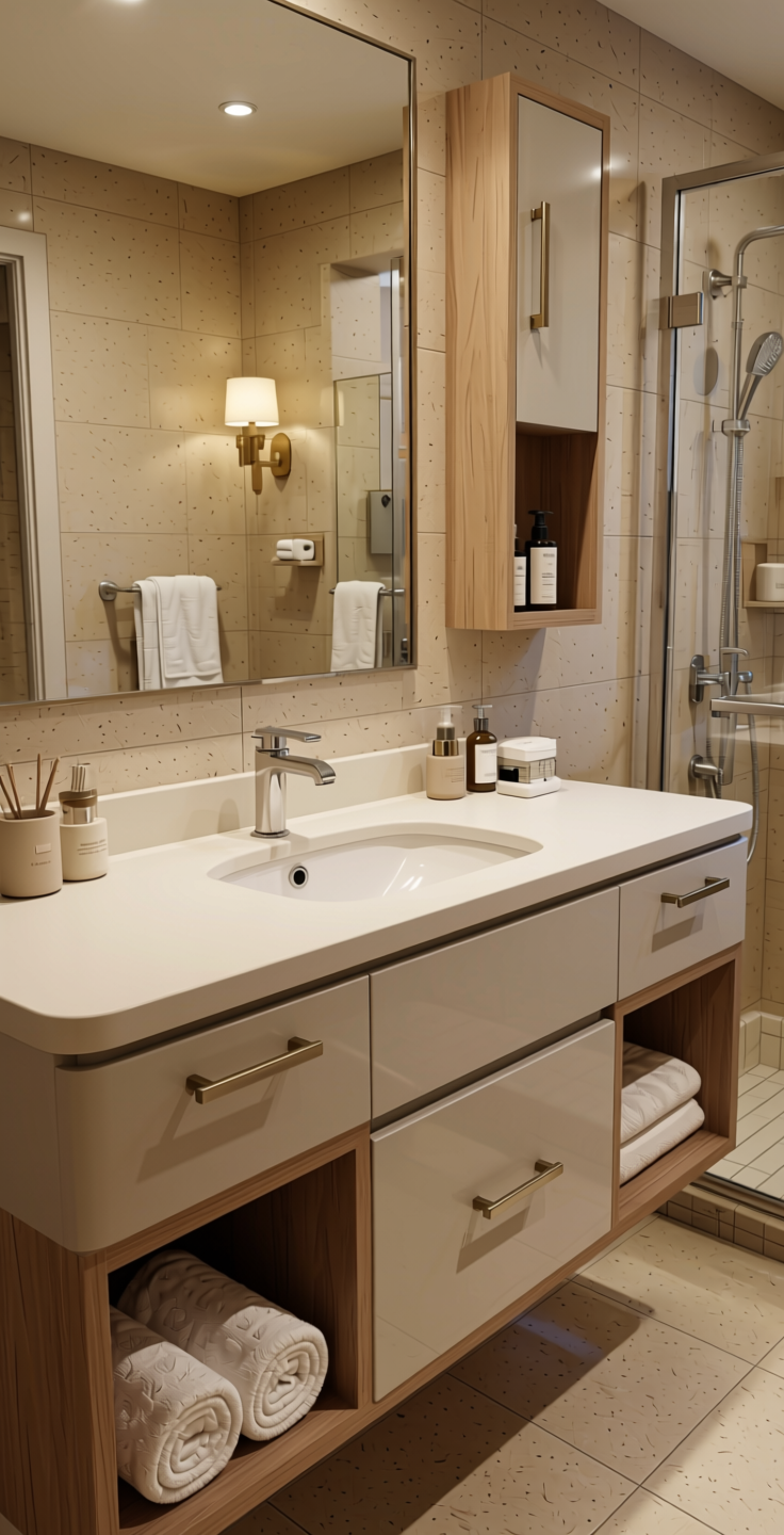 Off White Solid Colors Wall Panel 8x4 ft Matte 1.0 mm - 108 MT — application view in a spa-like bathroom