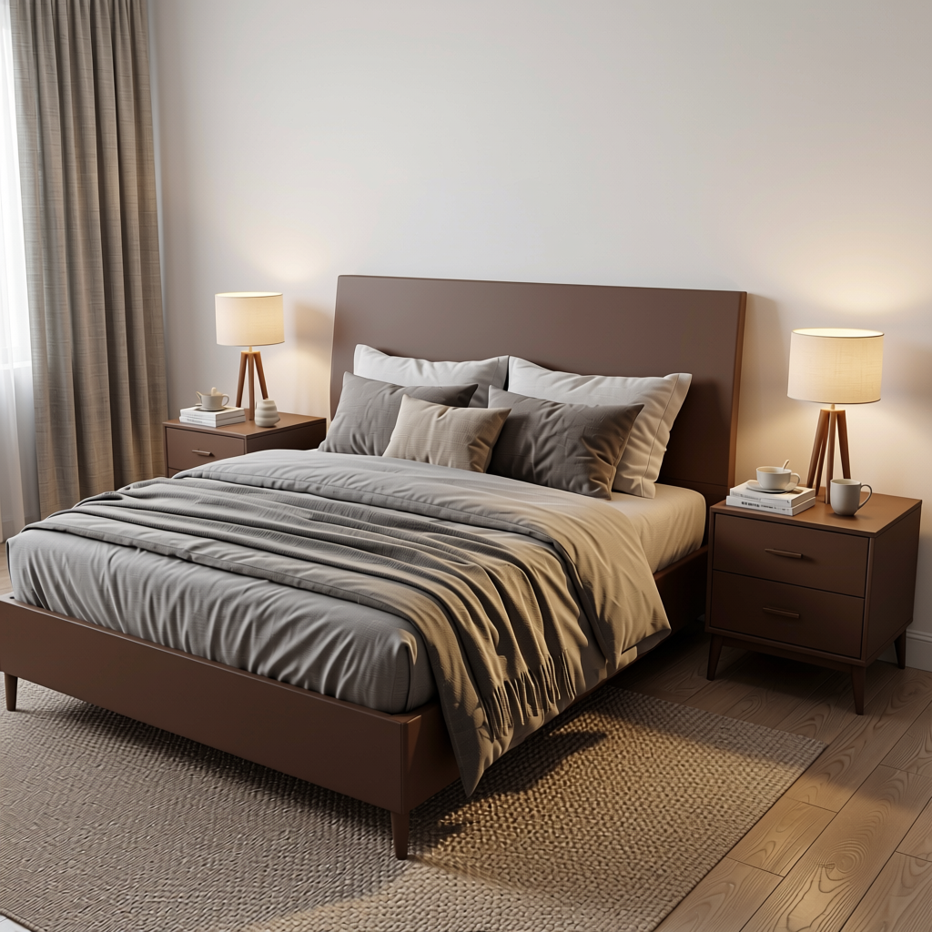 Chocolate Plain Colors Laminate 8*4 ft Matte 1.0 mm - HER-1230 — application view in a bedroom