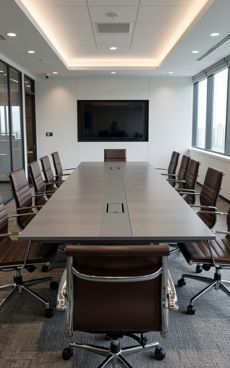 Coy Grey Texture Laminate 4.25x10 ft - STY-SOL-1817 — application view in a office