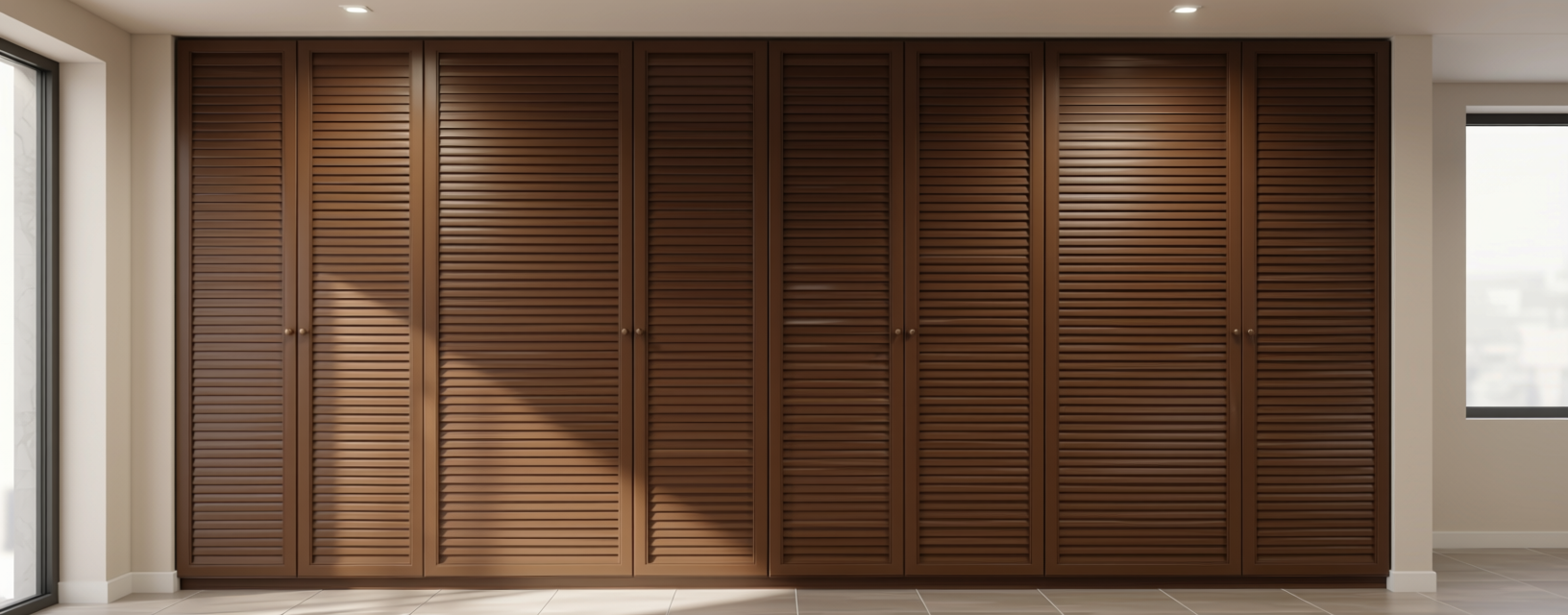 CPC Leather Brown Plain Board 9.17x2 ft plain colors louvers Brown PN 02319 — application view in a study